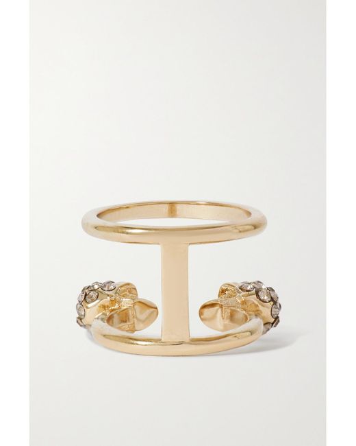 Alexander McQueen Natural Tone Crystal Ring
