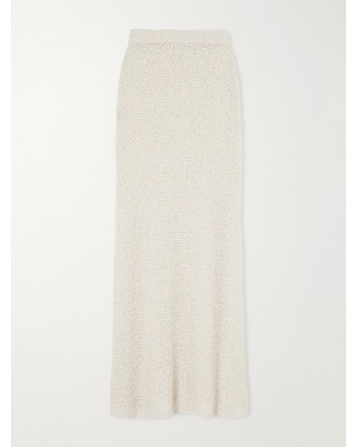The Elder Statesman White Ella Silk, Cashmere And Linen-Blend Maxi Skirt