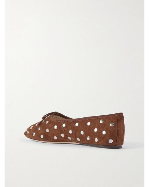 Loeffler Randall Brown Landon Studded Suede Ballet Flats