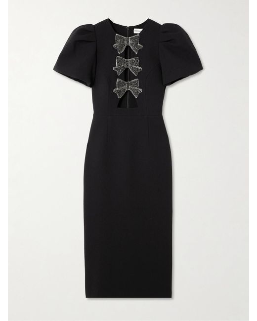 Rebecca Vallance Black Eliana Midikleid Aus Cady Mit Cut-Outs Und Verzierungen