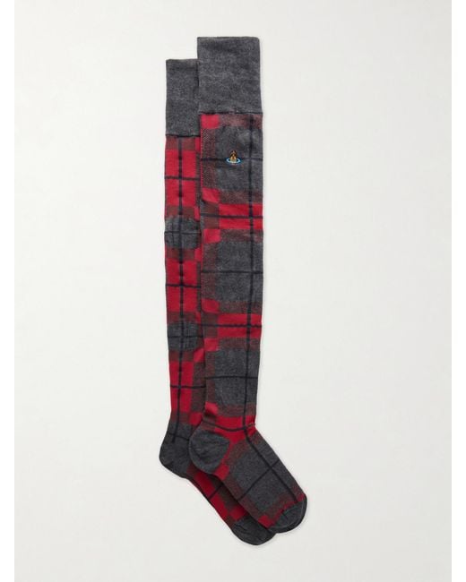 Vivienne Westwood Locharron Orb-Embroidered Checked Knitted Socks