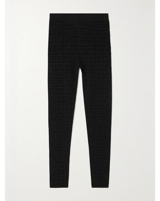 Givenchy Black Leggings Aus Pointelle-Strick Mit Stretch-Anteil