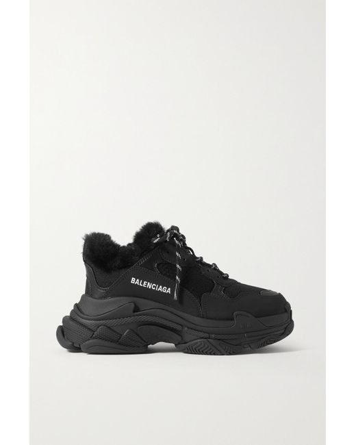 balenciaga triple s faux fur lined sneakers