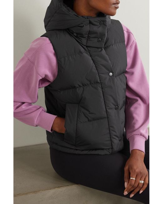 lululemon athletica Black Wunder Puff Verkürzte Daunenweste Aus Gestepptem Recyceltem Glyde-Material Mit Kapuze