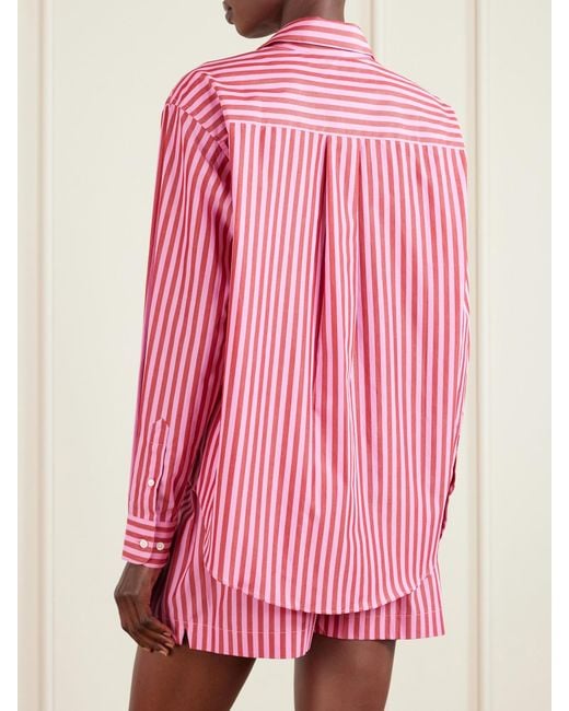 Comme Si Pink La Shirt Classica Striped Cotton-Poplin Shirt