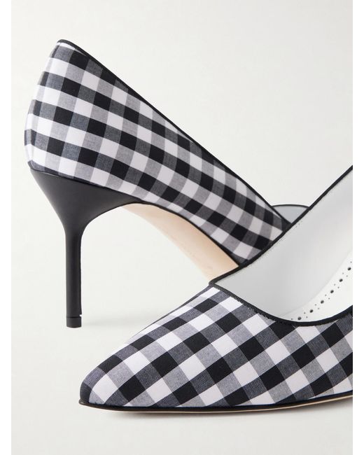 Manolo Blahnik Metallic Bb 70 Checked Woven Pumps