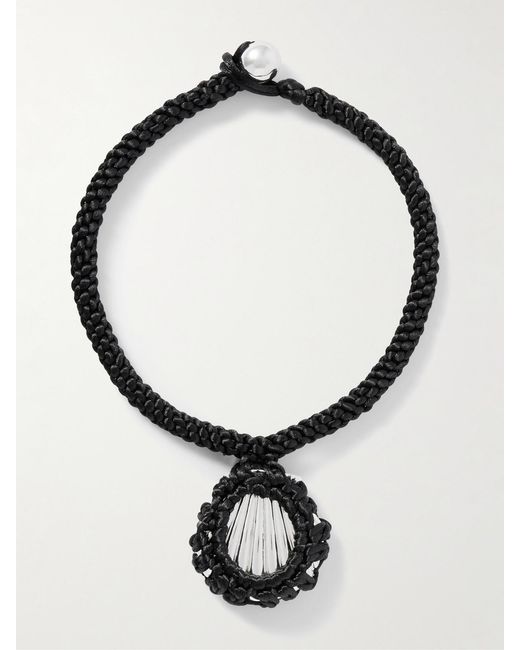 Julietta Black Ina Rhodium-Plated-Tone Cord Necklace
