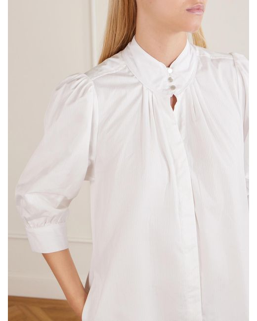 Maison Mayle White Valdi Cotton Jacquard-Poplin Midi Dress