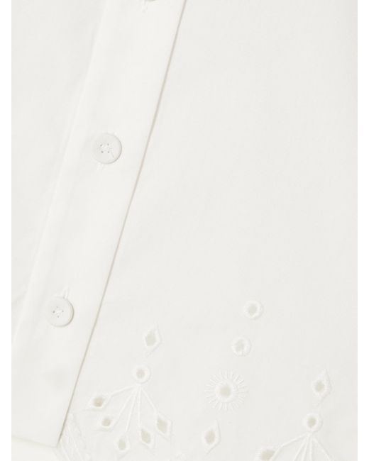 Saloni White Dree Scalloped Broderie Anglaise Cotton-Poplin Shirt