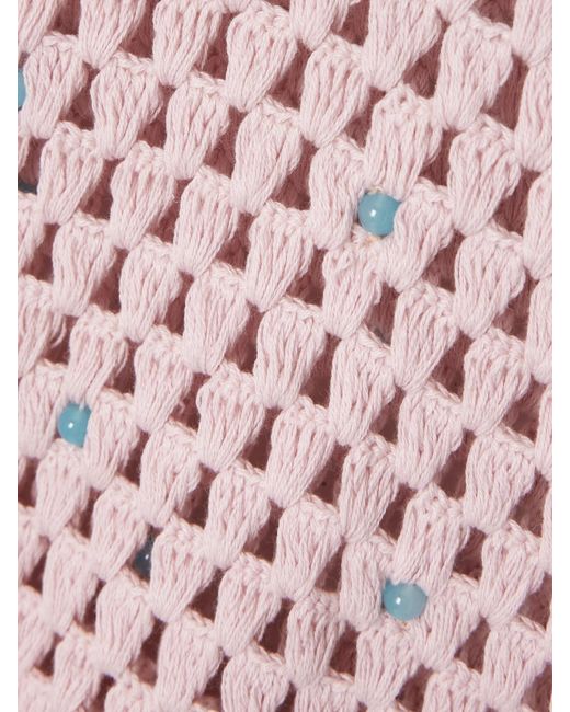 Alix Of Bohemia Pink Nolan Embellished Crocheted Cotton Tunic