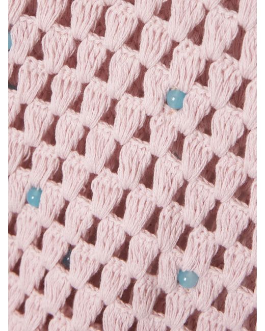 Alix Of Bohemia Pink Nolan Embellished Crocheted Cotton Tunic