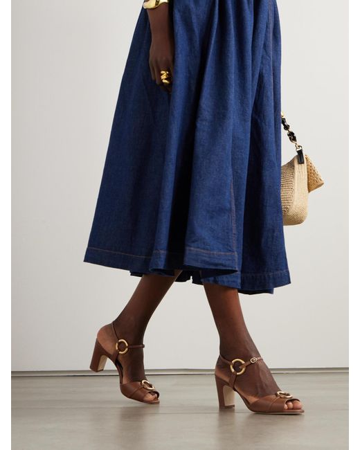 Manolo Blahnik Brown Ileos Leather Sandals