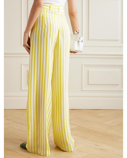 Petar Petrov Yellow Heat Wave Pleated Silk-Crepon Wide-Leg Pants