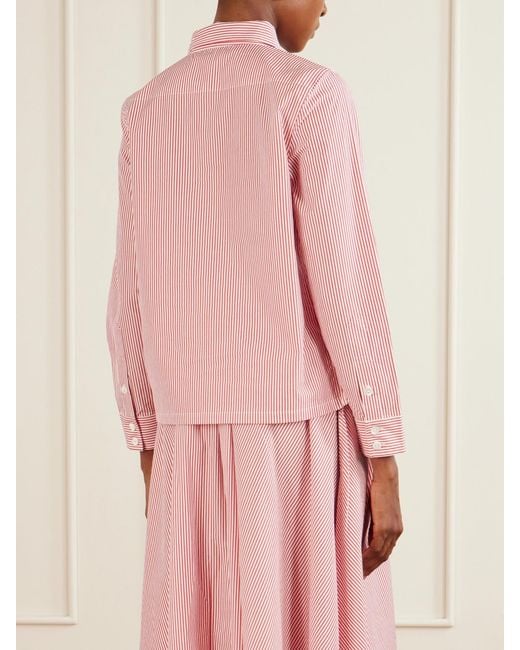 Suzie Kondi Pink Vella Logo-Embroidered Striped Cotton-Poplin Shirt