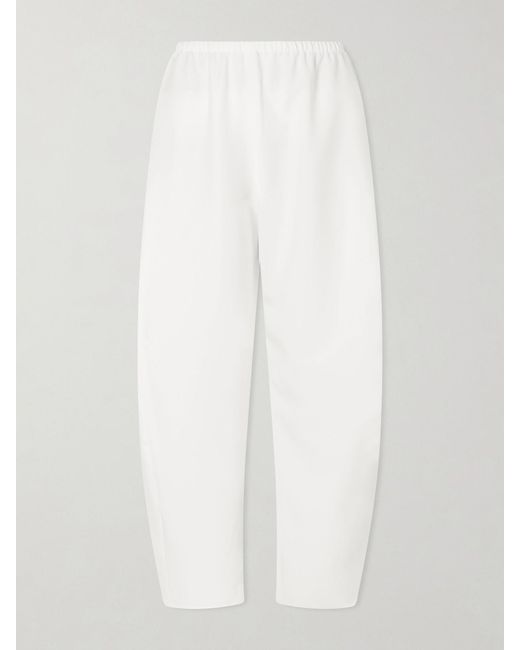 La Ligne White Colby Recycled-Crepe Barrel-Leg Pants