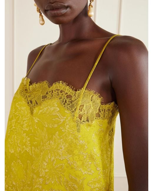 Saint Laurent Yellow Brocade And Lace Cami