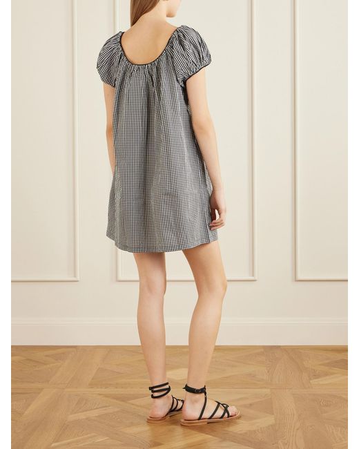 Doen Gray Julia Gingham Organic Cotton-Poplin Mini Dress