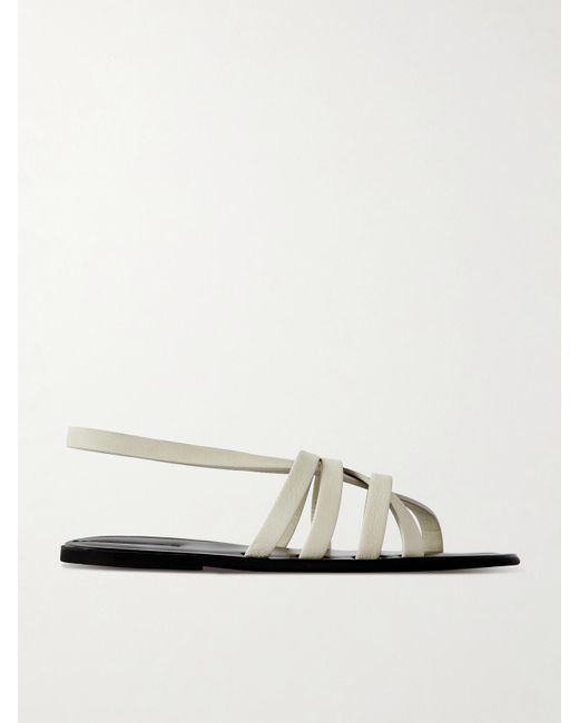 The Row White Slingback-Sandalen Aus Leder