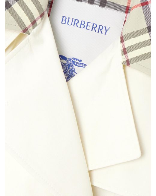 Burberry Natural Double-Breasted Checked Cotton-Gabardine Trench Coat