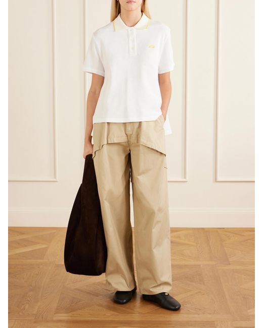 Loewe White Anagram-Embroidered Cotton-Piqué Polo Shirt