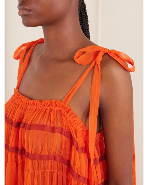 Alix Of Bohemia Red Emrys Ibis Chiffon Maxi Dress