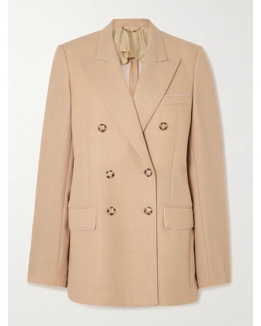 Victoria Beckham Natural Wool-Blend Blazer