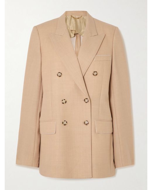 Victoria Beckham Natural Wool-Blend Blazer