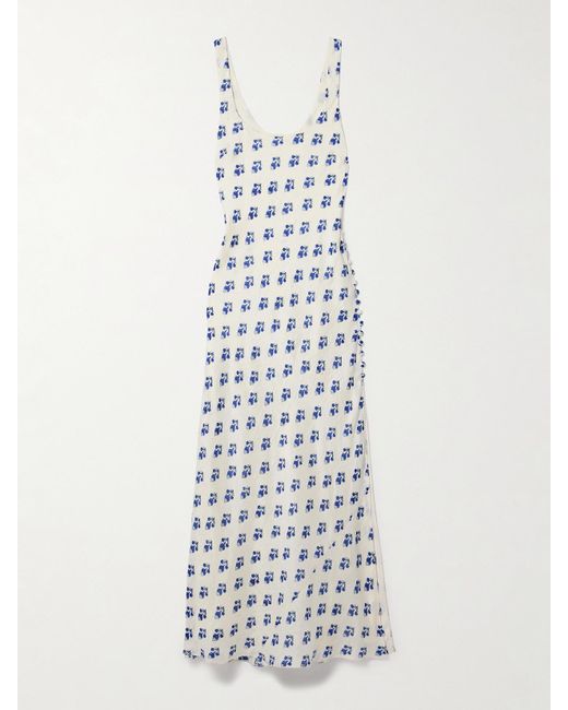 Alix Of Bohemia White Adele Floral-Print Crinkled-Silk Maxi Dress