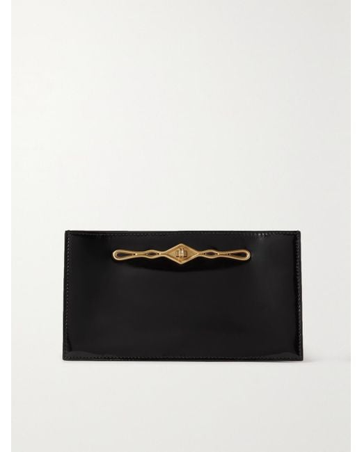 Metier Black Fernando Jorge Ease Embellished Glossed-Leather Clutch