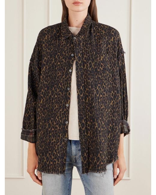 R13 Black Checked Cotton Reversible Shirt