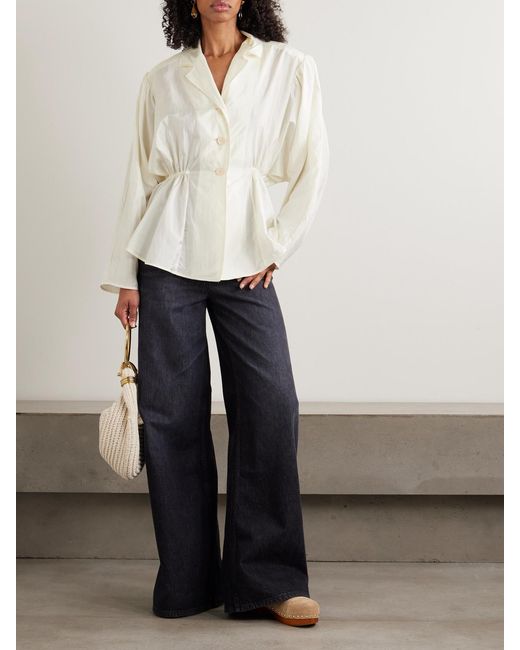 Chloé White Gathered Taffeta Jacket