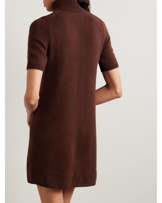 Doen Brown Agathe Cashmere Turtleneck Mini Dress