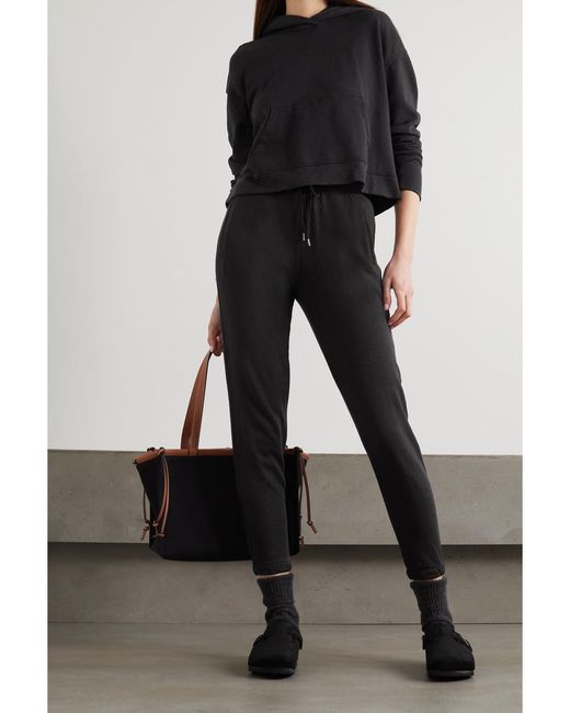 James Perse Black Supima Cotton-Terry Track Pants