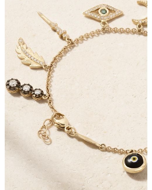 Jacquie Aiche Natural Wild Child Armband Aus 14 Karat Mit Emaille Und Mehreren Steinen