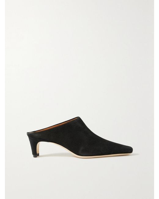 Staud Black Wally Mules Aus Veloursleder