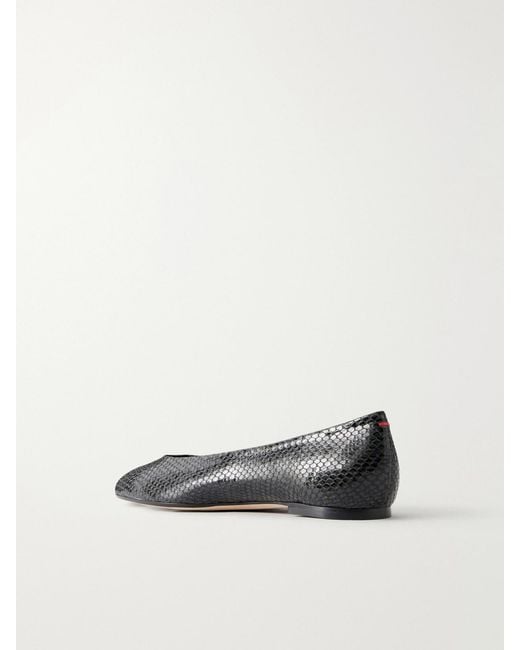 Aeyde White Ellie Snake-Effect Leather Ballet Flats