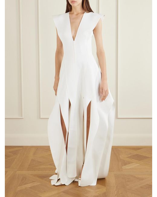 Maticevski White Acumen Paneled Crepe Gown