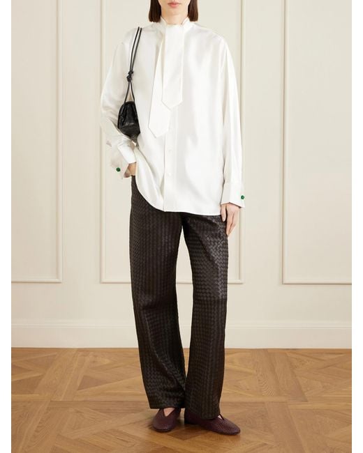 Bottega Veneta Brown Rosa Intrecciato Leather Ballet Flats