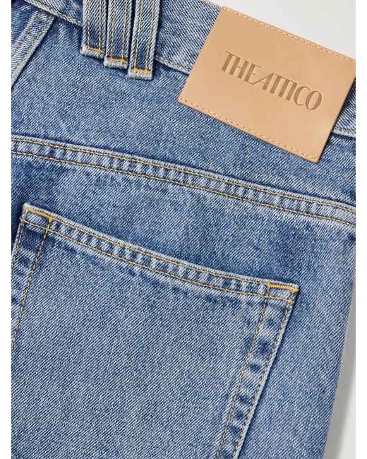 The Attico Blue Cutout Paneled Boyfriend Jeans