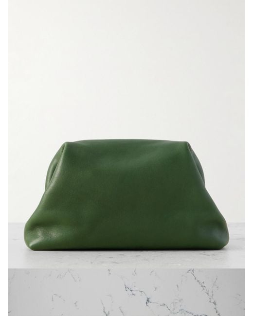 The Row Green Mira Leather Clutch