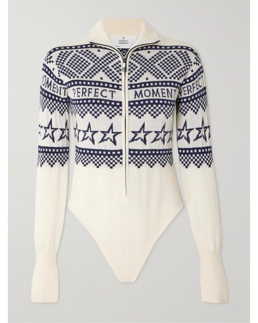 Perfect Moment Gray Holiday Intarsia Merino Wool Bodysuit