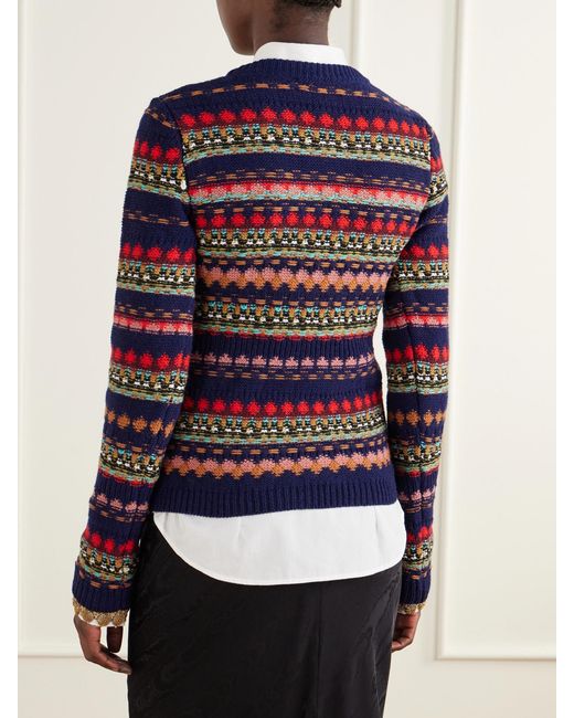 Dries Van Noten Blue Intarsia Wool Sweater