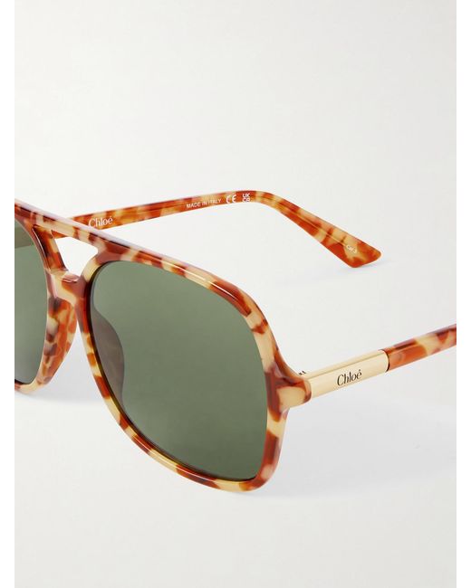 Chloé Green Judy Aviator-Style Acetate And-Tone Sunglasses