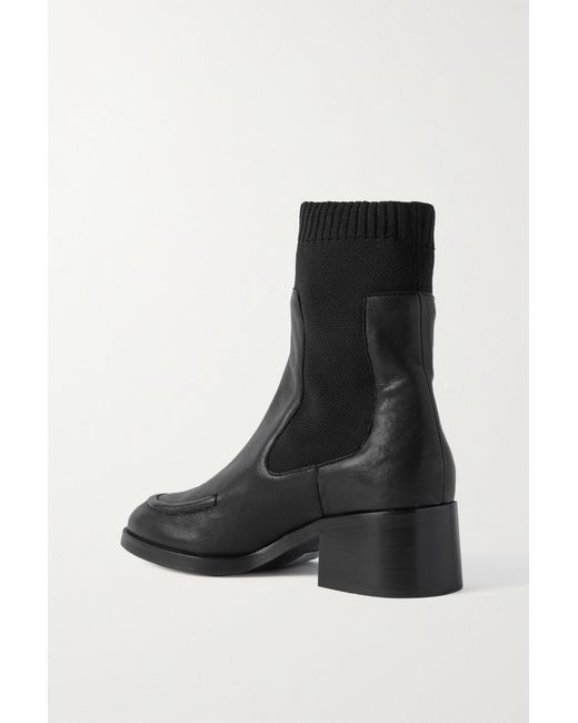 See By Chlo Wendy Stretch knit Leather Chelsea Boots in Black Lyst