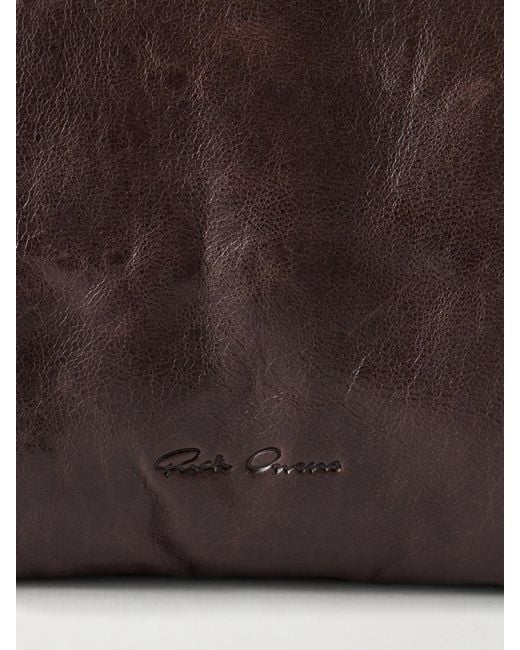 Rick Owens Brown Crinkled-Leather Clutch