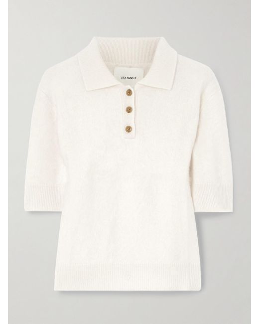 Lisa Yang Natural Carolyn Brushed-Organic Cashmere Polo Shirt