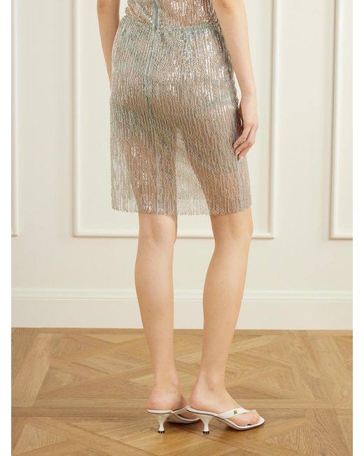 Ilkyaz Ozel Gray Ani Crystals Embellished Mini Skirt