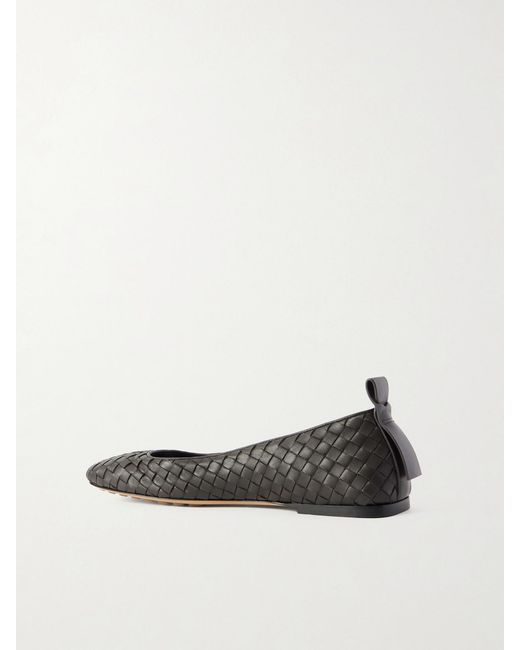 Bottega Veneta White Charlotte Intrecciato Leather Ballet Flats