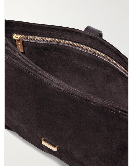 Nili Lotan Black Jane Leather-Trimmed Suede Shoulder Bag