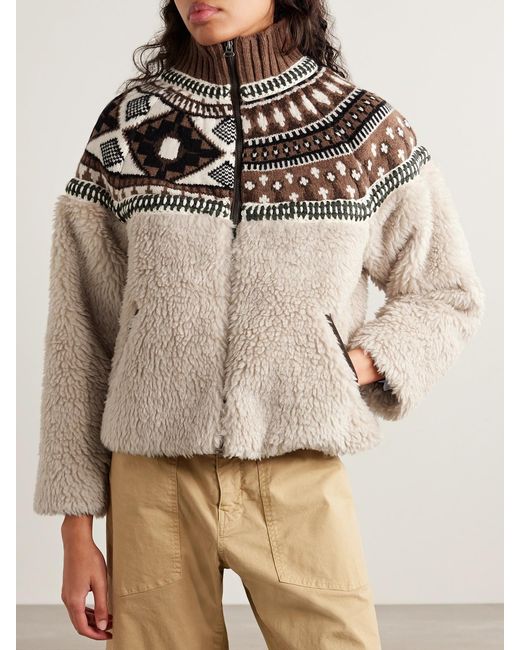 Sea Natural Linea Fair Isle Merino Wool And Fleece Jacket